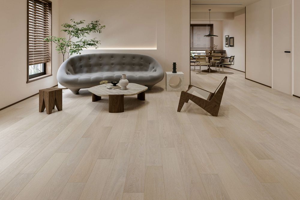 Минеральный паркет Mineral Wood в интерьере кухни